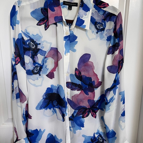 Banana Republic Tops - Banana Republic Blue and Purple Floral Shirt